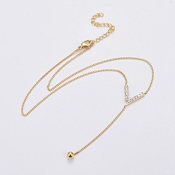 Golden 304 Stainless Steel Curb Chains Chevron Lariat Necklaces, with Rhinestone and Lobster Claw Clasps, Golden, 13.5 inch(34.5cm), 1.5mm, 0.8mm
