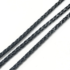 Black Leather Braided Cord, Black, 3mm, about 54.68 yards(50m)/bundle
