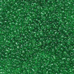 Dark Green Glass Seed Beads, Transparent, Round, Round Hole, Dark Green, 8/0, 3mm, Hole: 1mm, about 1111pcs/50g, 50g/bag, 18bags/2pounds