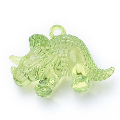 Jaune Vert Pendentifs acryliques transparents , rhinocéros en forme, jaune vert, 32x47x16.5mm, Trou: 3mm, environ65 pcs / 500 g