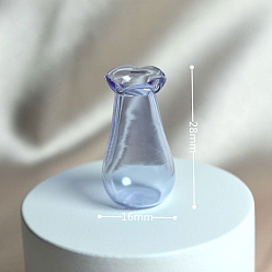 Bleu Ardoise Moyen Ornements de vase en verre miniature, micro jouets accessoires de maison de poupée faisant semblant de décorations d'accessoires, bleu ardoise moyen, 28x16mm