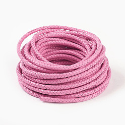 Pearl Pink Braided Leather Cord, Leather Jewelry Cord, Jewelry DIY Making Material, Dyed, Round, Pearl Pink, 6mm, about 10.93 yards(10m)/bundle