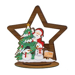 Звезда Diy рождественский настольный дисплей орнамент алмазная живопись комплект, включая сумку со стразами из смолы, алмазная липкая ручка, тарелка для подноса и клейкая глина, звезда, 185x185 мм