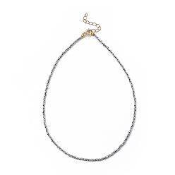 Gray Faceted Rondelle Glass Beaded Necklaces, with Golden Plated Brass Spring Ring Clasps, Gray, 14.37 inch(36.5cm)