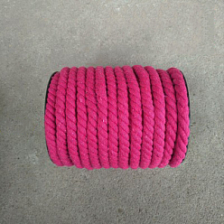 Deep Pink 3-Ply Macrame Cotton Cord, Twisted Cotton Rope, for Wall Hanging, Plant Hangers, Crafts and Wedding Decorations, Deep Pink, 12mm, about 21.87~24.05 yards(20~22m)/roll