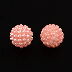 Saumon Clair Acryliques perles imitation de perles, perles baies, perles rondes combinées, saumon clair, 12mm, trou: 1.5 mm, environ 870 pcs / 500 g