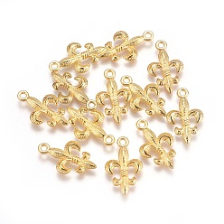 Oro Tibetano aleación metal estilo de la flor de lis colgantes, sin plomo y cadmio, dorado, 24x14x3 mm, agujero: 2 mm