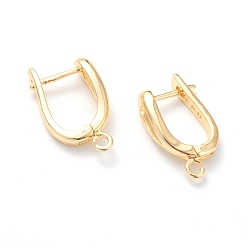 Real 18K Gold Plated Brass Hoop Earring Findings with Latch Back Closure, with Horizontal Loop, Long-Lasting Plated, U Shape, Real 18K Gold Plated, 21x13x5.5mm, Hole: 1.5mm, Pin: 1mm
