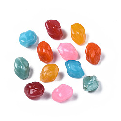 Mixed Color Acrylic Beads, Imitation Gemstone Style, Twist, Mixed Color, 13.5x10.5x9.5mm, Hole: 1.5mm, about 750pcs/500g