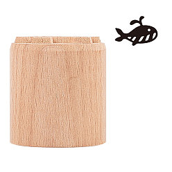 Fish Timbre de sceau de cire en bois, motif de poisson, 35mm