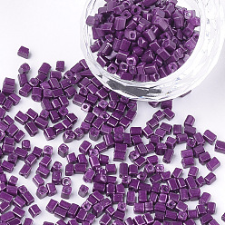 Purple Baking Paint Glass Beads, Cube, Purple, 3~6x2~2.5x2~2.5mm, Hole: 1mm, about 15000pcs/bag