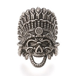 Antique Silver Retro Brass Beads, Long-Lasting Plated, Skull, Antique Silver, 23.5x17x14mm, Hole: 6.5mm