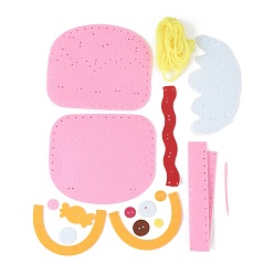 Бледно-Розовый Вышивка из нетканого материала, игла, фетр, швейное ремесло, красивая сумка, детская, шитье из войлока ручной работы подарок для ребенка встречают лучше всего, торт, розовый жемчуг, 14x13x3.5 см