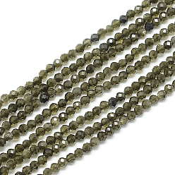 Golden Sheen Obsidian Natural Golden Sheen Obsidian Beads Strands, Faceted, Round, 3x2.5mm, Hole: 0.5mm, about 142pcs/strand, 15.9 inch