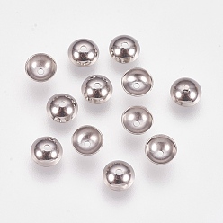 Stainless Steel Color Apetalous 201 Stainless Steel Bead Caps, Stainless Steel Color, 5x2mm, Hole: 0.8mm