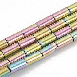Rainbow Plated Electroplate Non-magnetic Synthetic Hematite Beads Strands, Column, Rainbow Plated, 8x2mm, Hole: 0.8mm, about 50pcs/strand, 15.7 inch