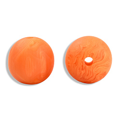 Dark Orange Frosted Resin Beads, Imitation Gemstone, Round, Dark Orange, 13.5x13mm, Hole: 2~2.3mm