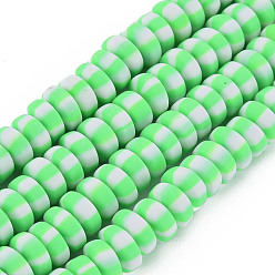 Средний Весенно-Зеленый Полимерной глины ручной работы бисер нитей, для поделок ювелирных изделий, плоско-круглые, средний весенний зеленый, 6.8~8x3 мм, отверстие : 1.4 мм, около 110~116 шт / нитка, 15.75 дюйм (40 см)