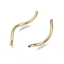 Chapado en Oro Real 18K Perlas de tubo de latón, sin níquel,  torcedura, real 18 k chapado en oro, 30x2 mm, agujero: 1 mm