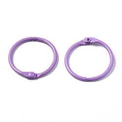 Pourpre Moyen Porte-clés fendus en fer peint à la bombe, anneau, support violet, 30x4mm