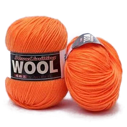 Orange Polyester & Wool Yarn for Sweater Hat, 4-Strands Wool Threads for Knitting Crochet Supplies, Orange, about 100g/roll