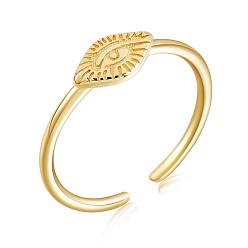 Золотой 925 открытое кольцо-манжета с конским глазом из стерлингового серебра для женщин, золотые, размер США 4 1/4 (15 мм)