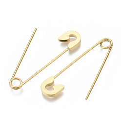 Golden 201 Stainless Steel Safety Pins Earrings, Golden, 39x8x1.5mm, Pin: 1mm