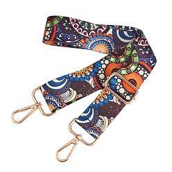 Flower Wide Polyester Purse Straps, Replacement Adjustable Shoulder Straps, Retro Removable Bag Belt, with Swivel Clasp, for Handbag Crossbody Bags Canvas Bag, Chrysanthemum Pattern, 72x~129x3.8cm