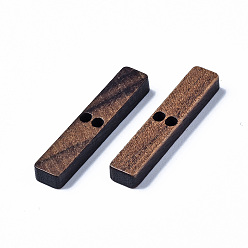 Saddle Brown Walnut Wood Links/Connectors, Rectangle, Saddle Brown, 24x4.5x3mm, Hole: 1.5mm