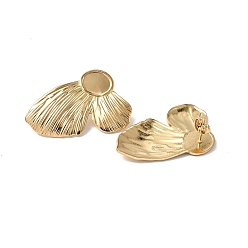 Real 18K Gold Plated Ion Plating(IP) 304 Stainless Steel Stud Earring Findings, Butterfly with Oval Tray Earring Settings, with Ear Nuts, Real 18K Gold Plated, Tray: 10x8mm, 37.5x24x2.8mm, Pin: 0.7mm