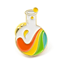 Colorful Flask Enamel Pins, Science Lab Themed Alloy Badge, Golden, Colorful, 26.5x17x2mm