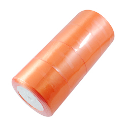 Оранжевый Односторонняя атласная лента, Полиэфирная лента, оранжевые, 2 дюйм (50 мм), о 25yards / рулон (22.86 м / рулон), 100yards / группа (91.44 м / группа), 4 рулоны / группа