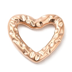 Oro Rosa Revestimiento iónico (ip) 304 anillos de unión de acero inoxidable, martillado, corazón, oro rosa, 20x22x3 mm, diámetro interior: 9.5x14 mm