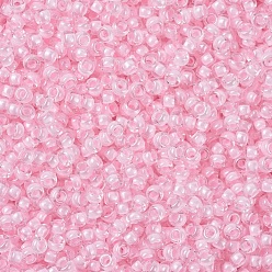 (RR205) Pink Lined Crystal Perles rocailles miyuki rondes, perles de rocaille japonais, (rr 205) cristal doublé rose, 11/0, 2x1.3mm, trou: 0.8 mm, environ 5500 pcs / 50 g