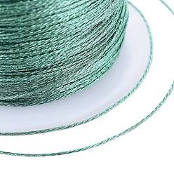 Vert Mer Moyen Fil métallique tressé en polyester, pour la fabrication de bracelets tressés et la broderie, vert de mer moyen, 0.4mm, 6, environ 54.68 yards (50m)/rouleau
