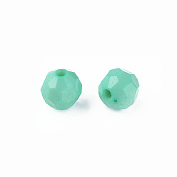 Turquoise Perles acryliques opaques, facette, teint, ronde, turquoise, 10mm, Trou: 2mm, environ1050 pcs / 500 g