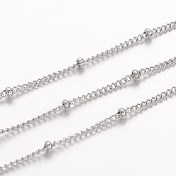 Stainless Steel Color 304 Stainless Steel Twisted Chains, Curb Chains, Soldered, Satellite Chains, with Spool, Rondelle Beads, Stainless Steel Color, 1.8x1.4x0.4mm, about 32.8 Feet(10m)/roll