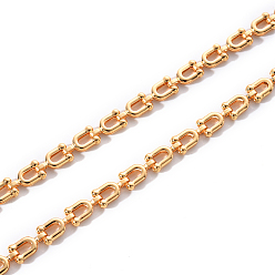 Real 18K Gold Plated Brass Link Chains, U Shape, Unwelded, Nickel Free, Real 18K Gold Plated, 9.5x5x2mm