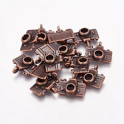 Red Copper Metal Alloy Pendants, Cadmium Free & Lead Free, Camera, Red Copper, 13x13x5mm, Hole: 2mm