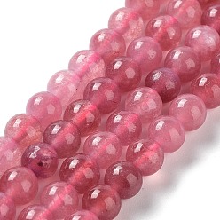 Light Coral Dyed Natural Malaysia Jade Beads Strands, Round, Light Coral, 6mm, Hole: 1mm, about 31pcs/strand, 7.48 inch(19cm)