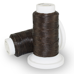 Café Cordon plat de polyester ciré, pour la couture de cuir, café, 0.8mm, environ 54.68 yards (50m)/rouleau