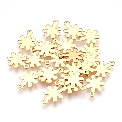 Oro 304 colgantes de acero inoxidable, flor, dorado, 13x10.5x0.7 mm, agujero: 1 mm