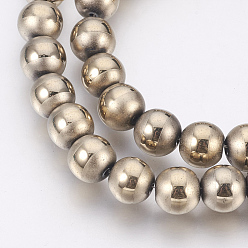 Antique Bronze Plated Electroplate Non-Magnetic Synthetic Hematite Beads Strands, Polished, Frosted, Round, Antique Bronze Plated, 4mm, Hole: 1mm, about 106pcs/strand, 15.7 inch(40cm)