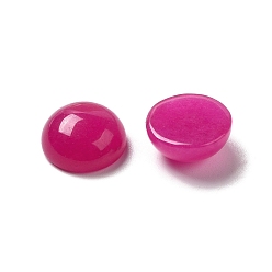 Medium Violet Red Natural White Jade Cabochons, Dyed, Half Round/Dome, Medium Violet Red, 10x4.5mm