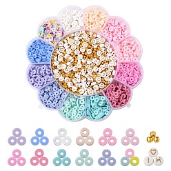 Mixed Color DIY Colorful Polymer Clay Beads Jewelry Making Kit, Including Flat Round Plating Acrylic Beads, CCB Plastic Round Beads and Disc/Flat Round Handmade Polymer Clay Beads, Mixed Color, about 118g/box