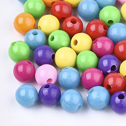 Color mezclado Cuentas de plástico, rondo, color mezclado, 6x5 mm, Agujero: 1.8 mm, sobre 4500 unidades / 500 g