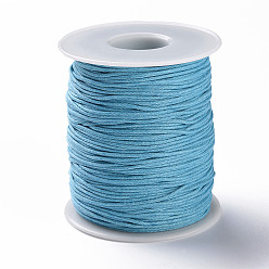 Light Sky Blue Waxed Cotton Thread Cords, Light Sky Blue, 1mm, about 100yards/roll(300 feet/roll)