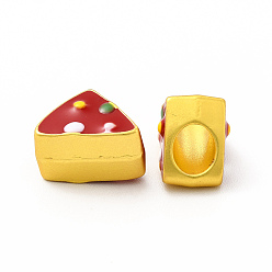 Matte Gold Color Rack Plating Alloy Enamel  European Beads, Large Hole Beads, Triangle Cake, Matte Gold Color, 8.5x11.5x6.7mm, Hole: 4mm