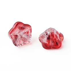 Rouge Perles en verre electroplate, fleur de trompette, rouge, 8.5x8x5.5mm, Trou: 1mm