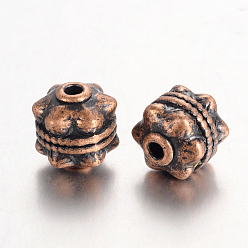 Red Copper Tibetan Style Beads, Cadmium Free & Nickel Free & Lead Free, Round, Red Copper, 10x10mm, Hole: 2mm.